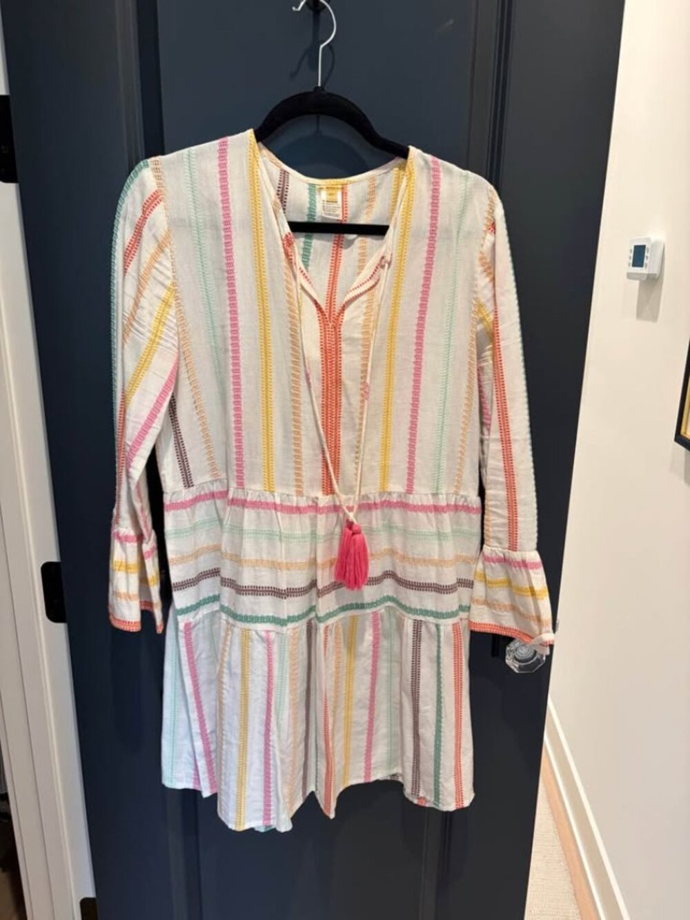 Phylo Embroidered Stripe Tunic Dress – Size M/L – Boho Beach Cover Up